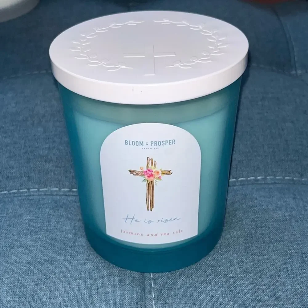 NEW! Bloom & Prosper Jasmine Sea Salt Candle 15.2 oz “He is Risen”